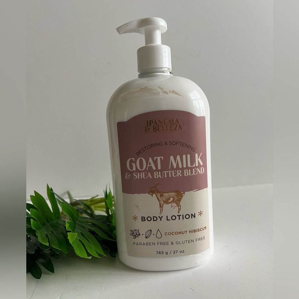 Goat Milk  & Shea Butter Body Lotion, Moisturizer w Pump Dispenser 27 fl oz